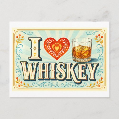 "I [Heart] Whiskey" Postcard