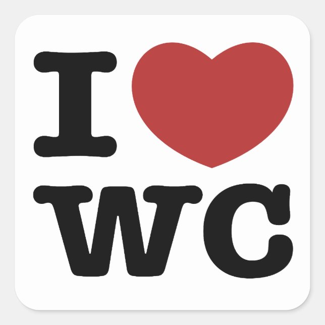 I Heart White Center Square Sticker (Front)