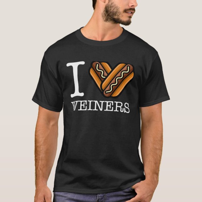 I Heart Wiener Hotdog  Fast Food Foodie Sandwich H T-Shirt (Front)