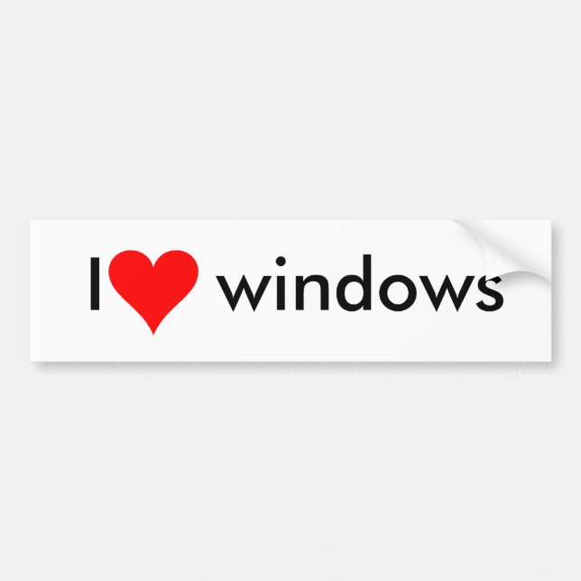 I heart windows bumper sticker (Front)