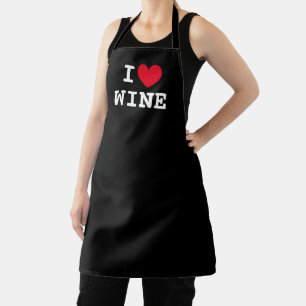 I heart wine funny kitchen apron for wine lover