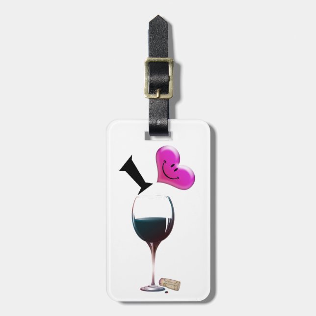 I Heart Wine Luggage Tag (Front Vertical)