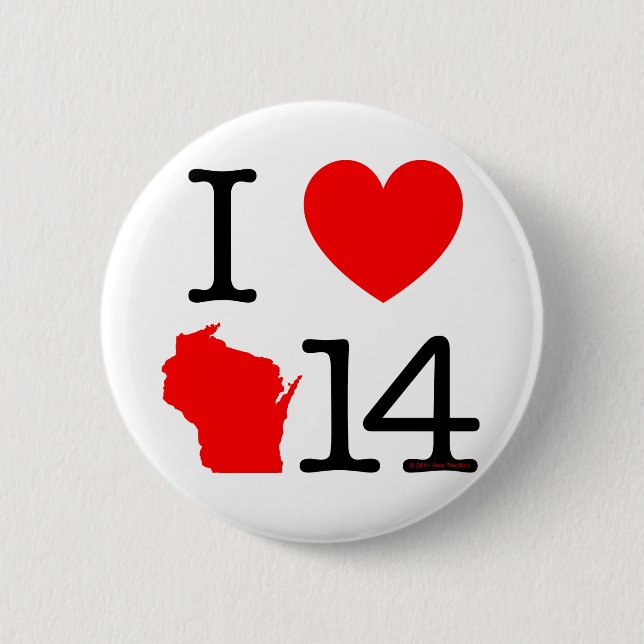 I Heart Wisconsin 14 Button (Front)