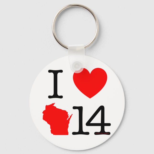 I Heart Wisconsin 14 Keychain (Front)