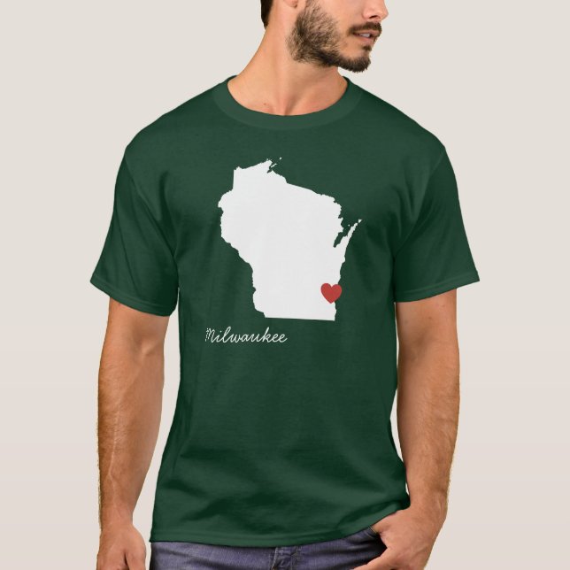 I Heart Wisconsin - Customizable City T-Shirt (Front)