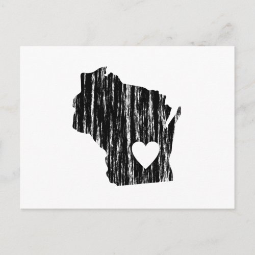 I Heart Wisconsin Grunge Worn Outline State Love Postcard