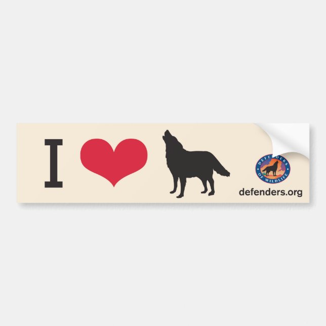 I Heart Wolves Bumper Sticker (Front)