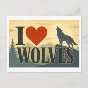 "I [Heart] Wolves" Postcard