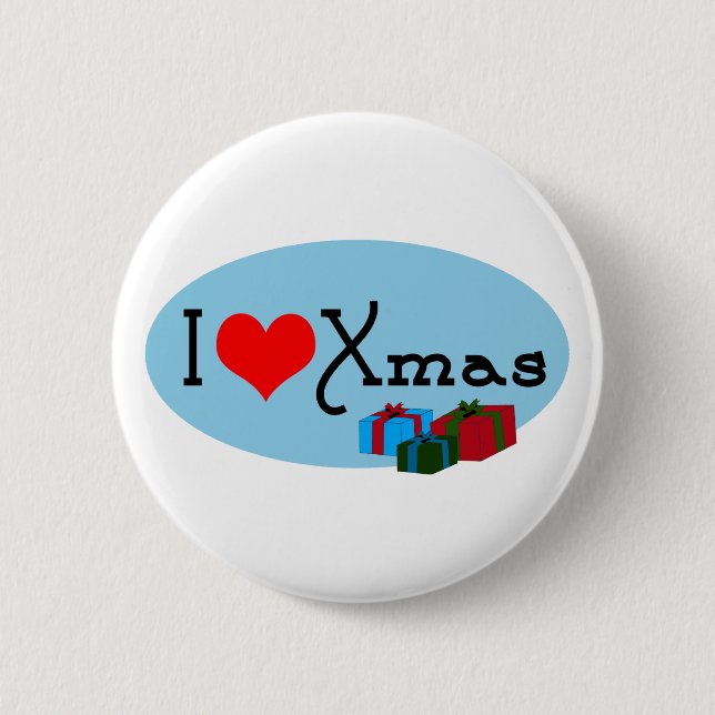 I heart xmas pinback button (Front)