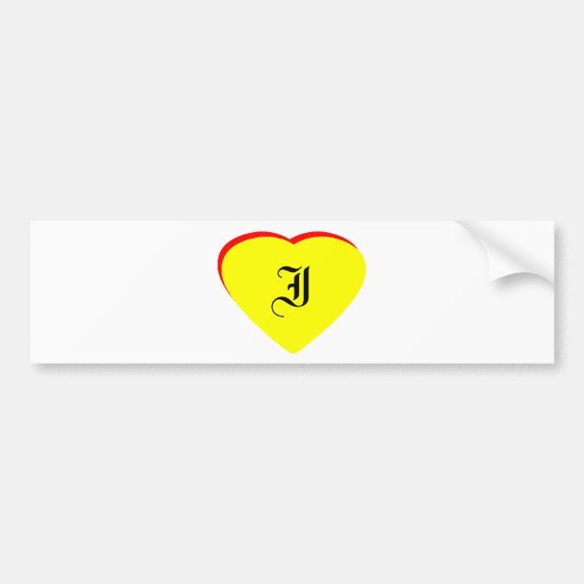 "I" Heart Yellow Red Wedding Invitation The MUSEUM Bumper Sticker (Front)