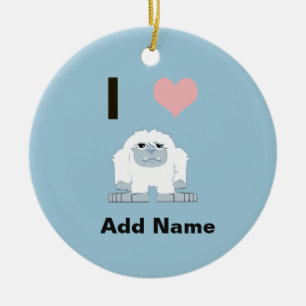 I Heart Yeti Cute Cartoon Snow Monster Ceramic Ornament