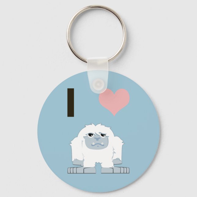 I Heart Yeti Cute Cartoon Snow Monster Keychain (Front)