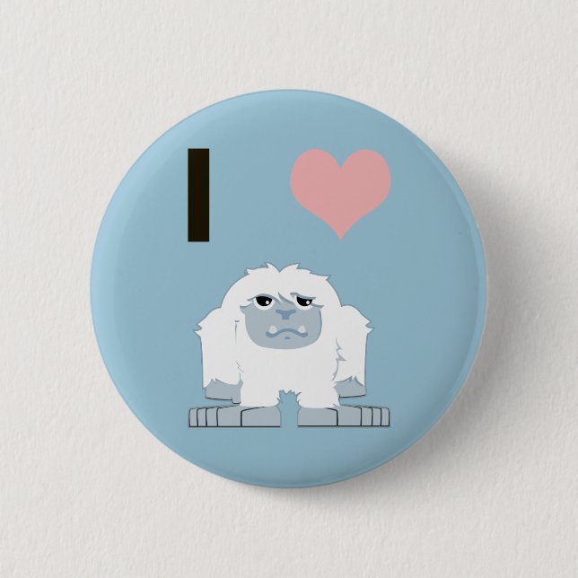 I Heart Yeti Cute Cartoon Snow Monster Pinback Button (Front)