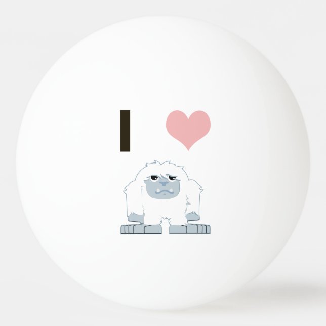 I Heart Yeti Cute Cartoon Snow Monster Ping-Pong Ball (Front)
