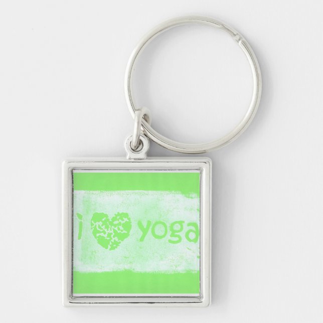 "i heart yoga" Keyring in Green (Front)