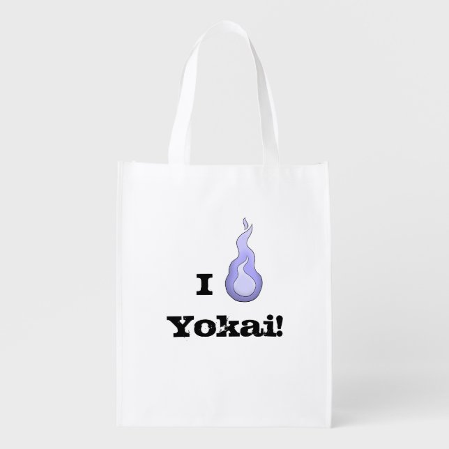 I Heart Yokai! Japanese Monster Fan's Reusable Grocery Bag (Front)
