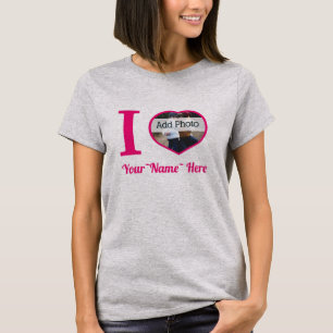 I heart  you add name and photo cute modern T-Shirt