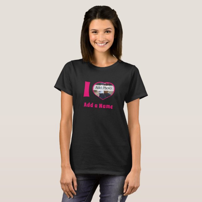 I heart you add Name photo cute modern T-Shirt (Front Full)