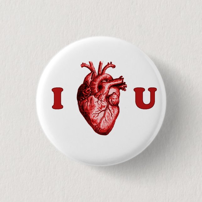 I Heart You Anatomical Heart - White & Red Button (Front)