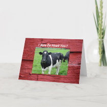 I Heart You Cow in Pasture Funny Valentine Card