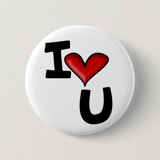 I Heart You Graphic Typography Pinback Button (Front)