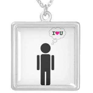 i heart you : love stick silver plated necklace
