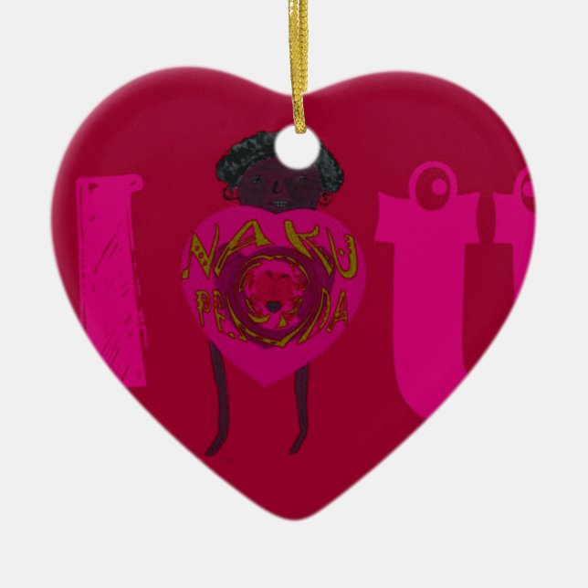 I Heart You Nakupenda Sana Happy Valentine's Day  Ceramic Ornament (Front)
