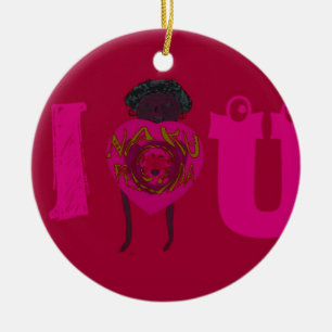 I Heart You Nakupenda Sana Happy Valentine's Day Ceramic Ornament