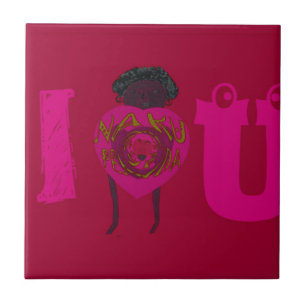 I Heart You Nakupenda Sana Happy Valentine's Day Ceramic Tile