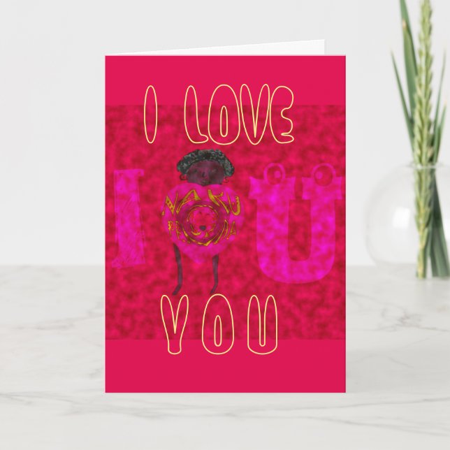 I Heart You Nakupenda Sana Happy Valentine's Day  Holiday Card (Front)
