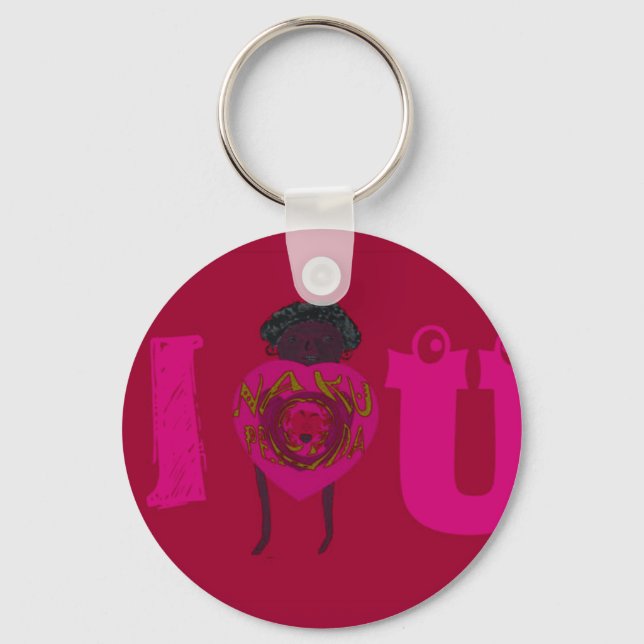 I Heart You Nakupenda Sana Happy Valentine's Day  Keychain (Front)