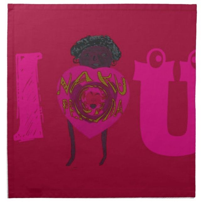 I Heart You Nakupenda Sana Happy Valentine's Day  Napkin (Front)