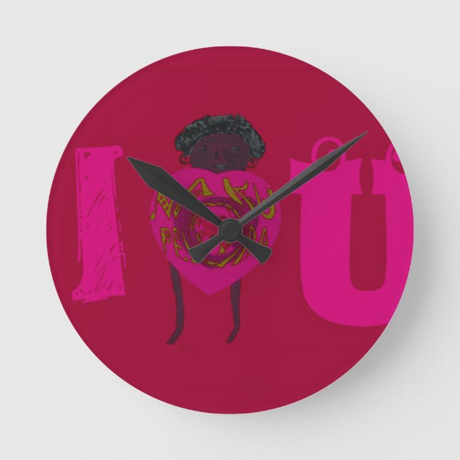 I Heart You Nakupenda Sana Happy Valentine's Day  Round Clock (Front)