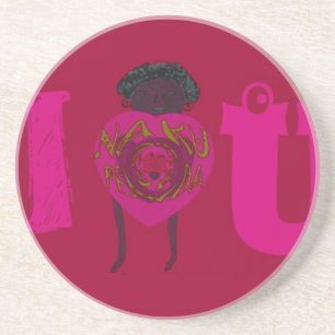 I Heart You Nakupenda Sana Happy Valentine's Day Sandstone Coaster