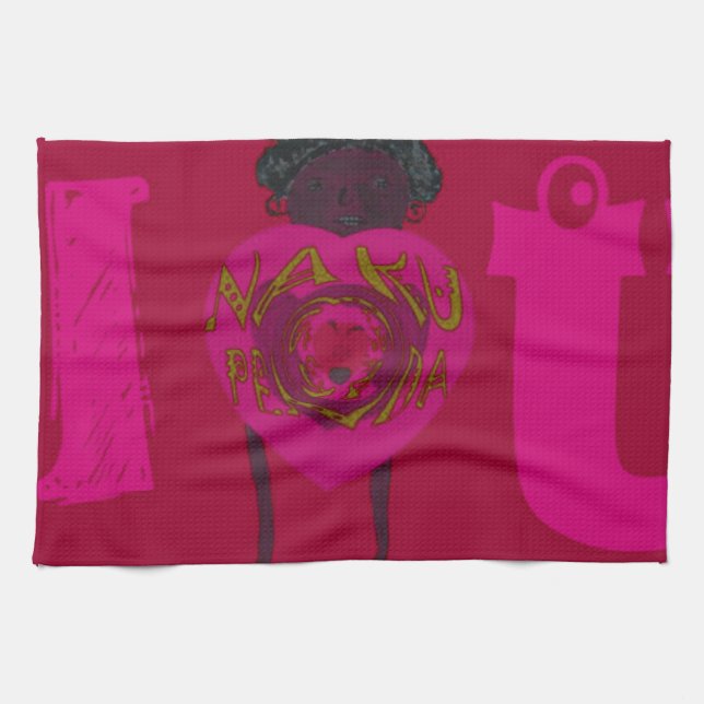 I Heart You Nakupenda Sana Happy Valentine's Day  Towel (Horizontal)
