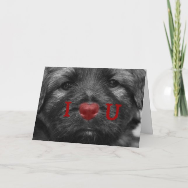I Heart You Puppy Greeting Card (Front)