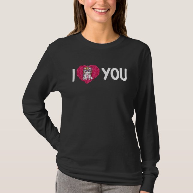 I Heart You  Valentine's Day Unicorn Magical Anima T-Shirt (Front)