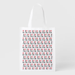 I Heart Your Initials | Fun Custom Monogram Grocery Bag