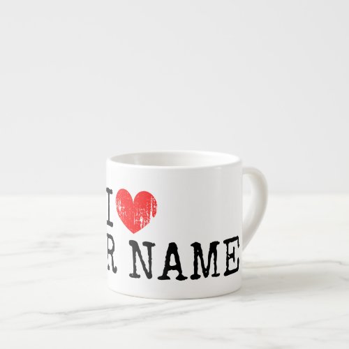 I heart your name custom espresso mug gift