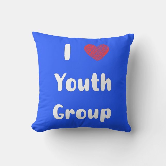 I Heart Youth Group Throw Pillow (Front)
