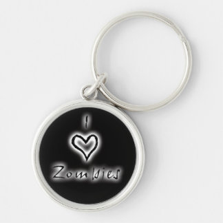 I heart zombies key chain (white glow)