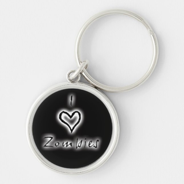 I heart zombies key chain (white glow) (Front)