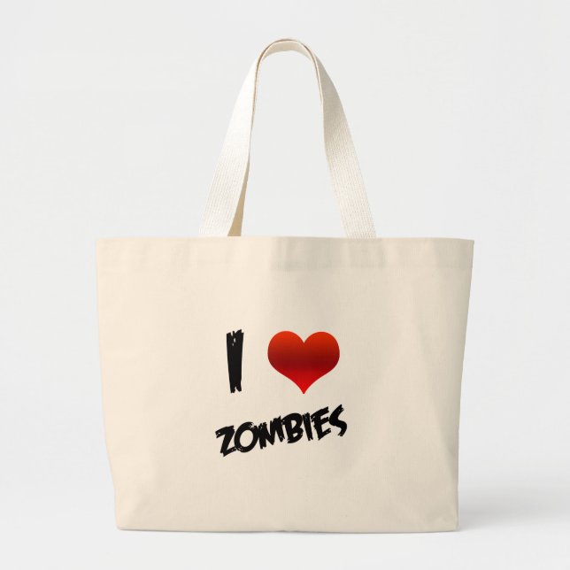 I Heart Zombies Large Tote Bag (Front)