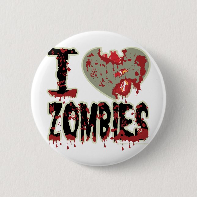 i heart zombies! pinback button (Front)