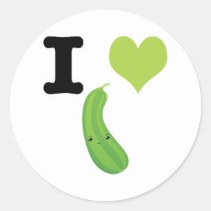 I Heart Zucchini Cute Kawaii Zucchini Classic Round Sticker
