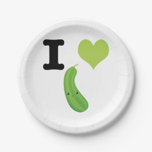 I Heart Zucchini Cute Kawaii Zucchini Paper Plates