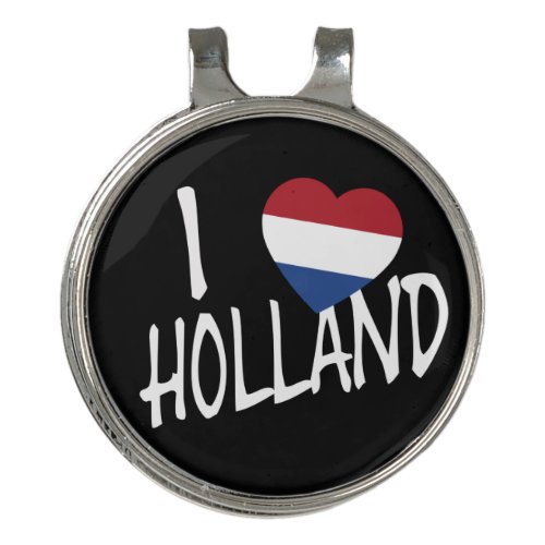 I Heartflag Holland wt on bk hccn Golf Hat Clip