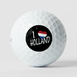 I Heartflag Holland wt on bk tpv1 gbcnt Golf Balls