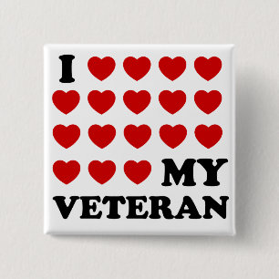 I (hearts) my Veteran Pinback Button