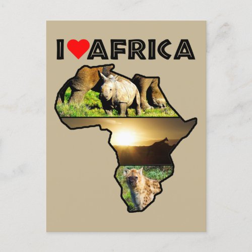 I Heat Africa Wildlife Collage Postcard